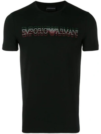 Emporio Armani Logo-print Stretch-cotton T-shirt In Black