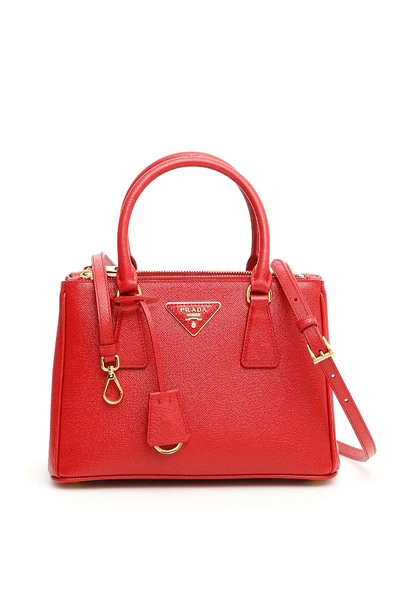 Prada Saffiano Lux Galleria Bag In Fuoco|rosso