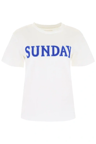 Alberta Ferretti Sunday T-shirt In White,blue