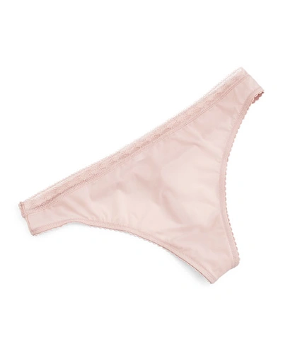 Epure Satin Seduction Lace-trim Thong In Havane Rose