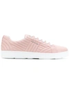 Prada Stitched Leather Low-top Sneakers In Pink