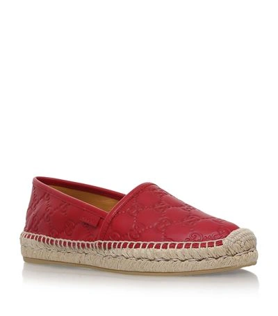 Gucci Signature Leather Espadrille In Red