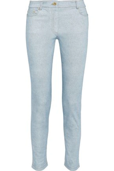 Moschino Woman Printed Mid-rise Skinny Jeans Light Denim