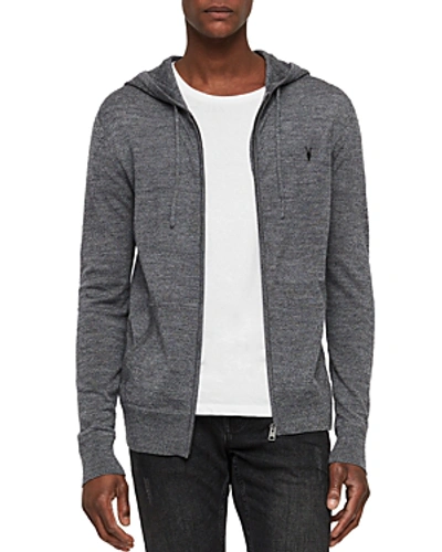 Allsaints Mode Merino Zip Hoodie In Charcoal Marl