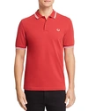 Fred Perry Twin Tipped Slim Fit Polo In Pomegrante / Soft Pink