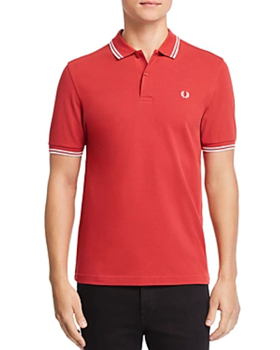 Fred Perry Twin Tipped Slim Fit Polo In Pomegrante / Soft Pink