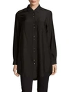 Leo & Sage Button-down Point Collar Tunic In Black