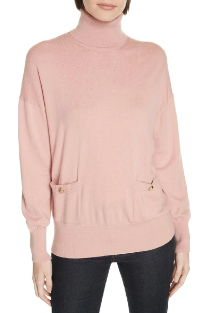 Kate Spade Turtleneck Patch-pocket Sweater In Conch Shell