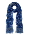 Liberty London Morris Flower Silk Chiffon Scarf In Morris Flower Blue