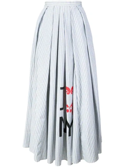Rosie Assoulin Pleated A Line Striped Skirt In White