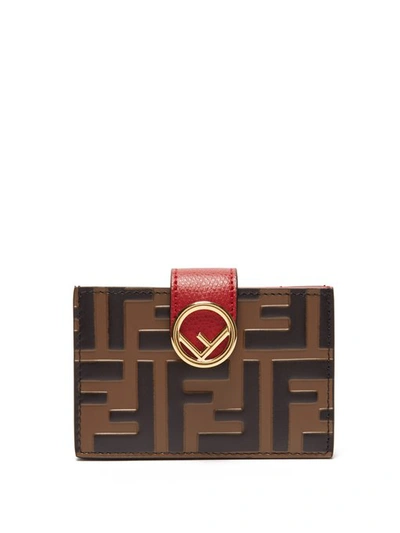 Fendi Ff Tri-tone Leather Card Case In Multi