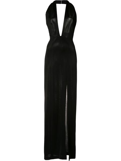 Galvan Lateral Slit Halterneck Dress In Black | ModeSens