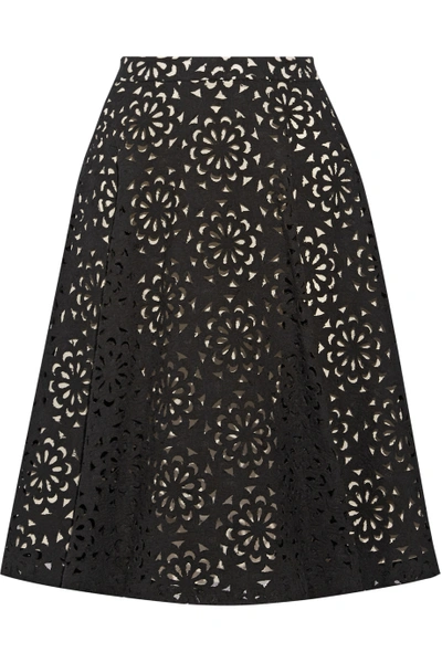 Alice And Olivia Viviana Laser-cut Cotton-blend Skirt | ModeSens