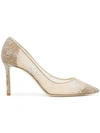 Jimmy Choo Romy Lace Pointed Toe Pump In Ivory Lace