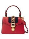 Gucci Sylvie Mini Chain-embellished Leather And Canvas Shoulder Bag In Red