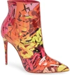 Christian Louboutin So Kate 100 Patent Metrograf Red Sole Booties In Multi