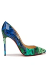 Christian Louboutin Pigalle Follies 100mm Patent Metrograf Red Sole Pumps In Taiga Green