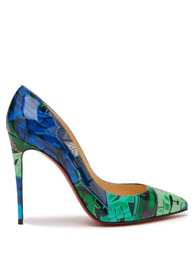 Christian Louboutin Pigalle Follies 100mm Patent Metrograf Red Sole Pumps In Taiga Green