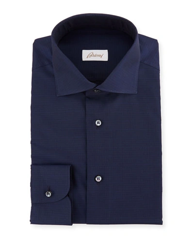Brioni Men's Solid Cotton Dress Shirt In Blue