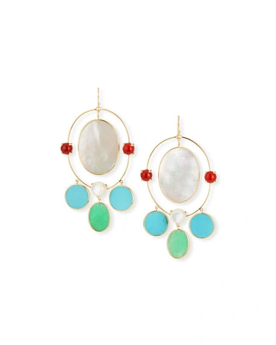 Ippolita Nova 18k Gold Large Oval Orbit Earrings In Riviera Sky In Multi