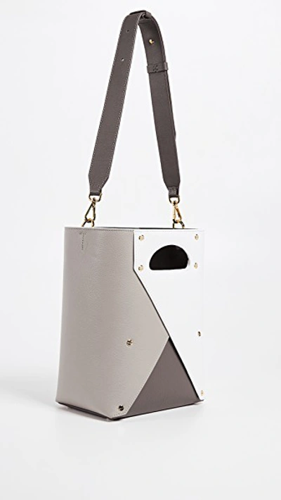 Yuzefi Pablo Colorblock Leather Tote Bag In Bianco/kaky