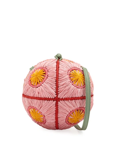 Sophie Anderson Saba Straw Sphere Crossbody Bag In Pink Pattern
