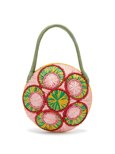 Sophie Anderson Saba Straw Circle Top Handle Bag In Green Multi