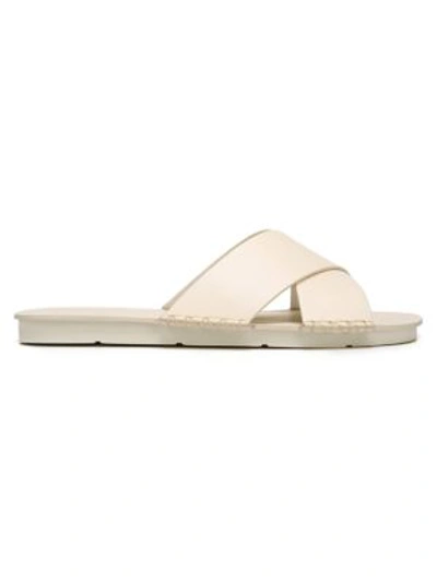 Vince Nico Leather Flat Sandals In White