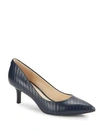 Karl Lagerfeld Rosette Leather Point Toe Pumps In Midnight