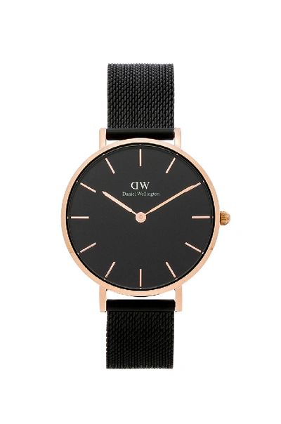Daniel Wellington Women's Petite Cornwall Black Polyester Watch 28mm In Black/ Rose Gold