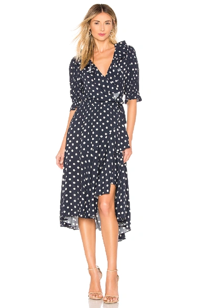 Icons Objects Of Devotion The Cha Cha Wrap Dress In Navy. In Polka Dot