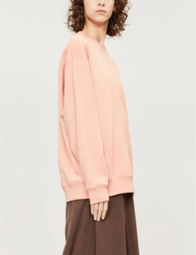 Acne Studios Forba Face Appliquéd Cotton-jersey Sweatshirt In Pale Pink