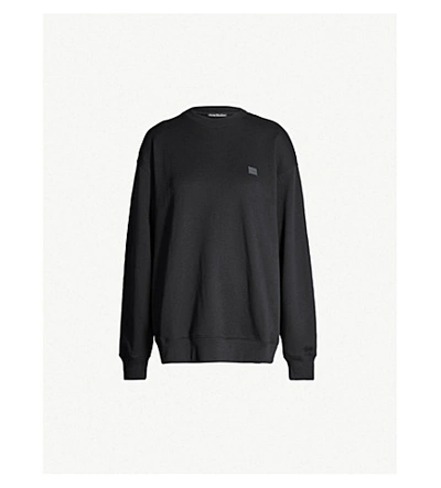 Acne Studios Forba Face-patch Cotton-jersey Sweatshirt In Black
