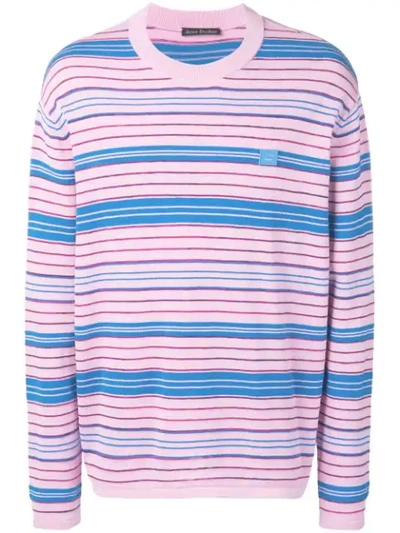 Acne Studios Nimah Striped Cotton And Wool-blend Jumper In Pink