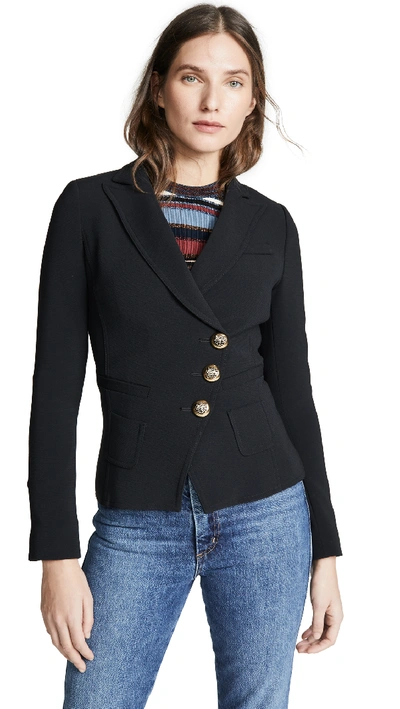 Smythe Tailored Double-breasted Wrap Blazer In Black