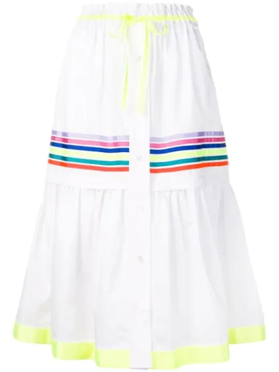 Mira Mikati Grosgrain-trimmed Cotton-twill Midi Skirt In White