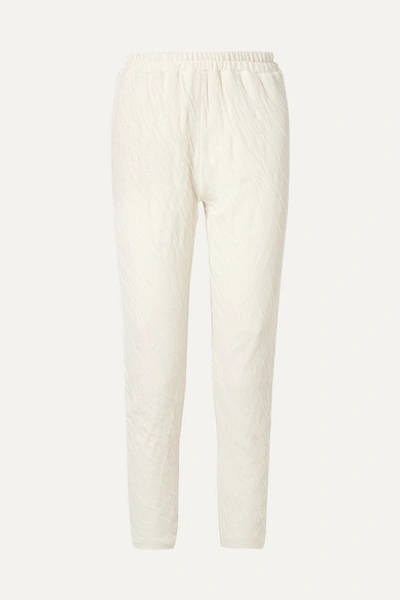 Mansur Gavriel Crinkled Cotton-jersey Tapered Pants In Cream