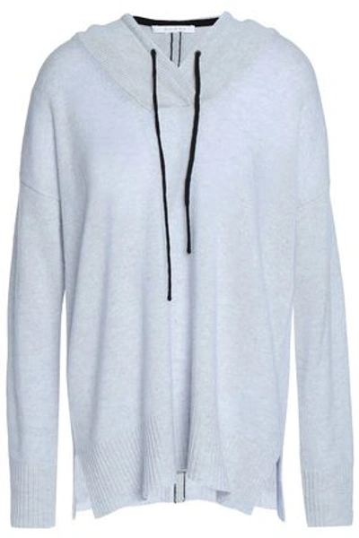 Duffy Woman Neon-trimmed Cashmere Hoodie Light Gray