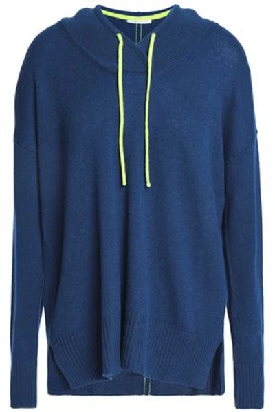 Duffy Woman Neon-trimmed Cashmere Hoodie Cobalt Blue