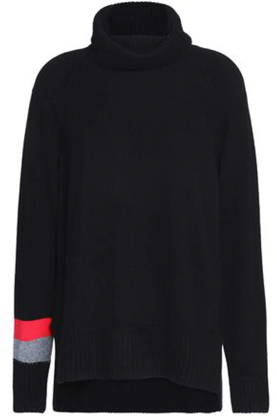 Duffy Woman Striped Cashmere Turtleneck Sweater Black