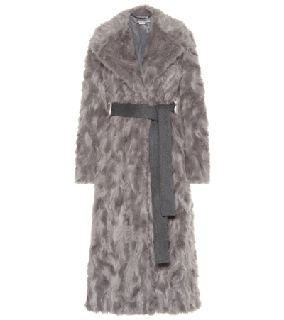 Stella Mccartney Faux Fur Long Belted Coat In 1406 Grey