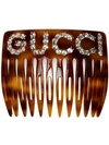 Gucci Crystal-embellished Tortoiseshell Resin Hair Slide In Brown