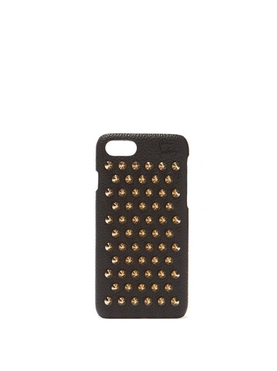 Christian Louboutin Loubiphone Embellished Textured-leather Iphone 7 And 8 Case In Black