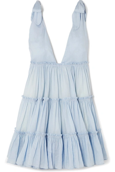 Innika Choo Che Pas Tiered Ramie Dress In Light Denim | ModeSens