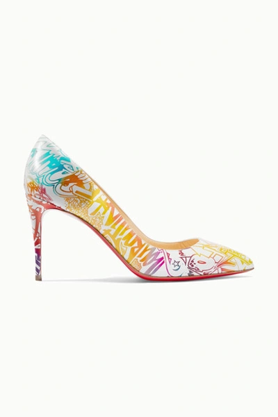 Christian Louboutin Pigalle Follies 85 Printed Leather Pumps In White