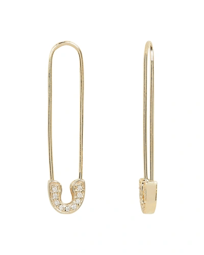 Sydney Evan Pavé Diamond Safety Pin Earrings In Gold