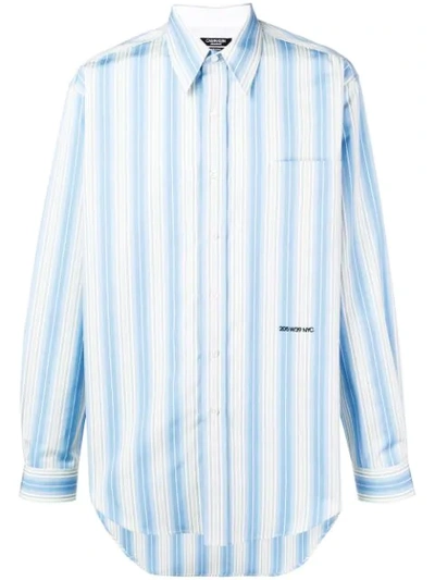 Calvin Klein 205w39nyc Embroidered Logo Striped Shirt In Blue
