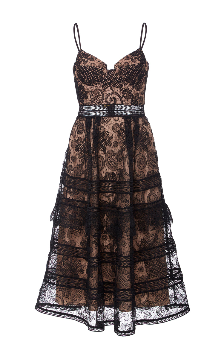 lace bustier midi dress