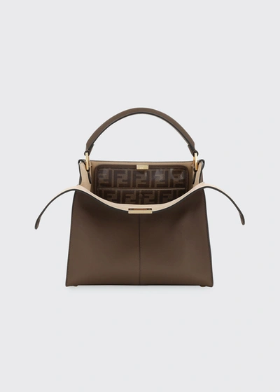 Fendi Peekaboo Xlite Mini Tote Bag In Brown/black