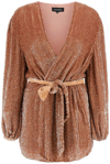 Retroféte Retrofete Gabrielle Sequin Wrap Short Dress In Brown